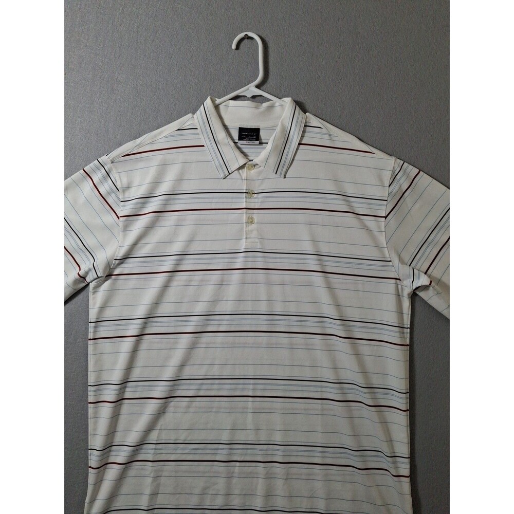 Nike Golf Fit Dry Striped Polo Shirt Mens XL Short Sleeve White Red Blue Stripes